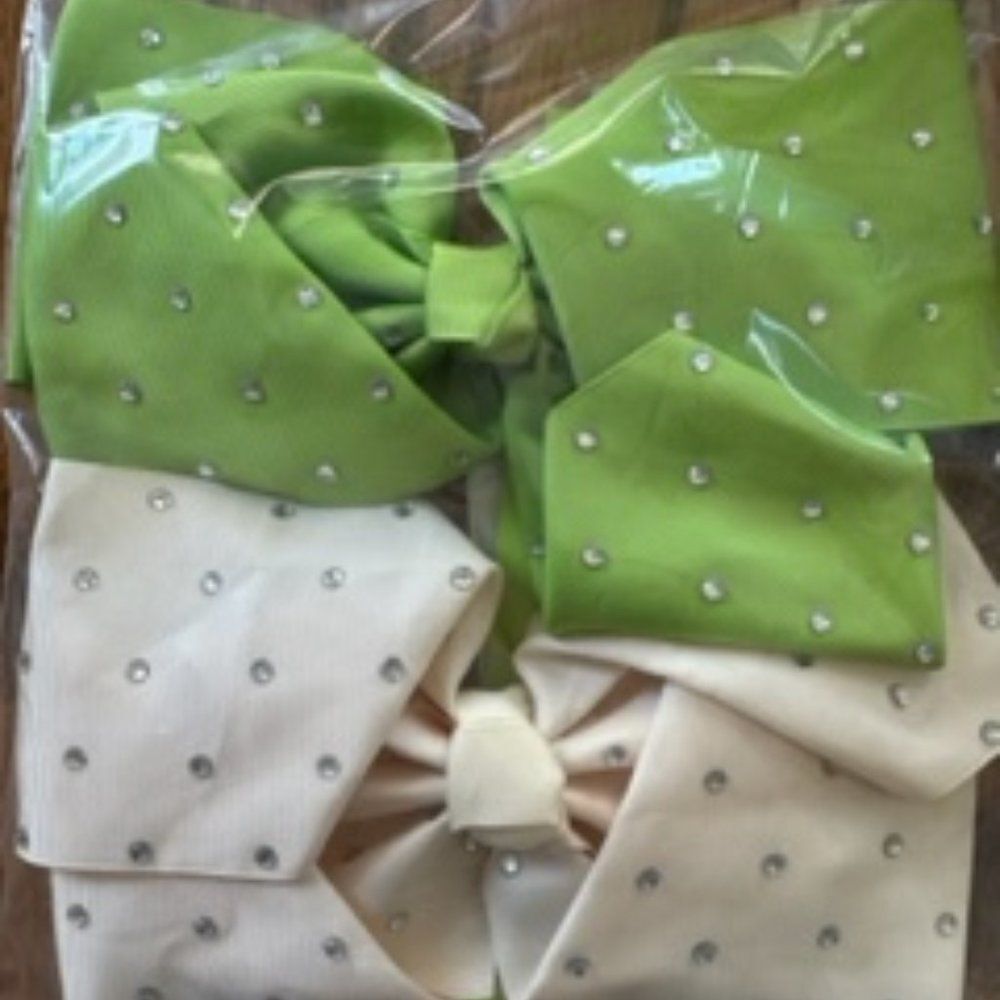 Bundle of (2) 8" Rhinestone Hairbows   B8154  Handmade NWT Boutique
